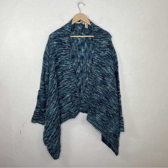 Soft Surroundings Zadie Open Front Blue Marled Knit Sweater Cardigan Size Medium - Picture 11 of 12